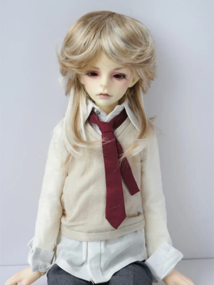 JD696 7-8 pouces 8-9 pouces 1/4 1/3 MSD SD DOD beau jeunesse cheveux légèrement bouclés queue de loup longue couche synthétique Mohair BJD poupée