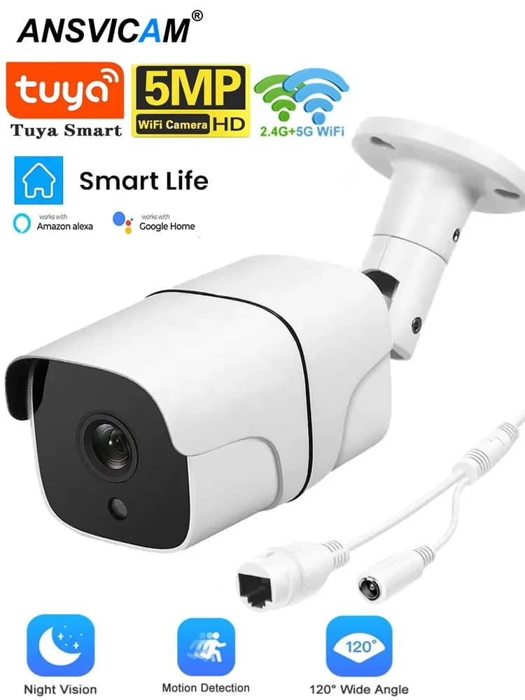 5MP Tuya 5G WiFi caméra IP caméra de sécurité à domicile Surveillance sans fil extérieure balle caméras de sécurité à domicile intelligente