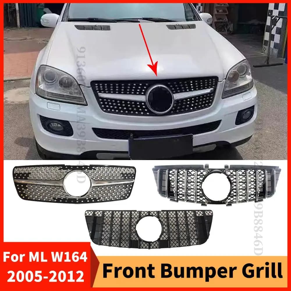 Calandre de capot avant de Style Diamond GT, pour Mercedes Benz ML W164 2005 – 2011, comme ML350 ML300 ML500 ML550, réglage