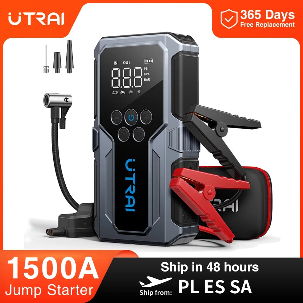 UTRAI 1500A démarreur de saut de voiture batterie externe Portable 150PSI pompe à Air batterie de voiture Boosters d'urgence dispositif de