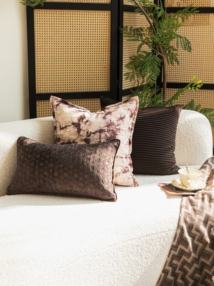 Housse de coussin Jacquard café marron Vintage, taie d'oreiller Double face de luxe française haut de gamme, taie d'oreiller décorative pour