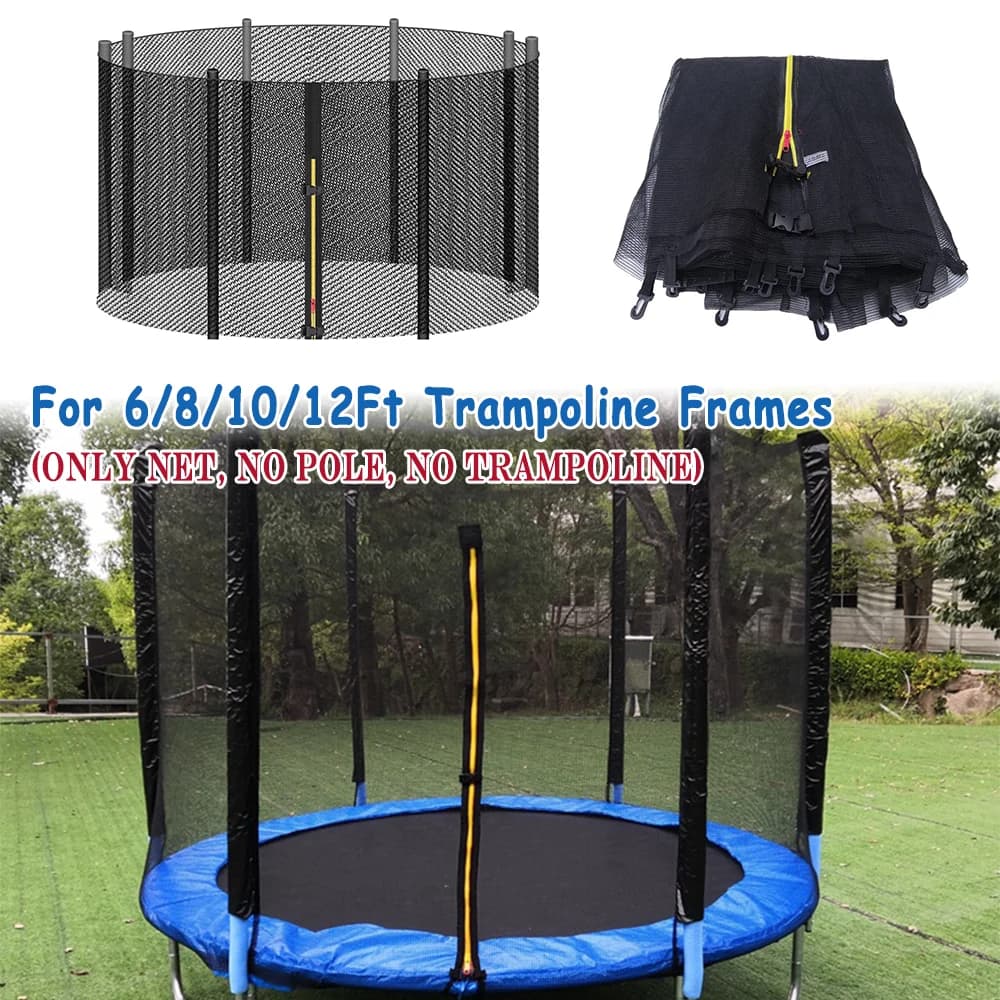 (Net uniquement, sans poteau) Filet de sécurité pour trampoline, filet de protection de remplacement pour cadres de trampoline de 6/8/10/12 pieds