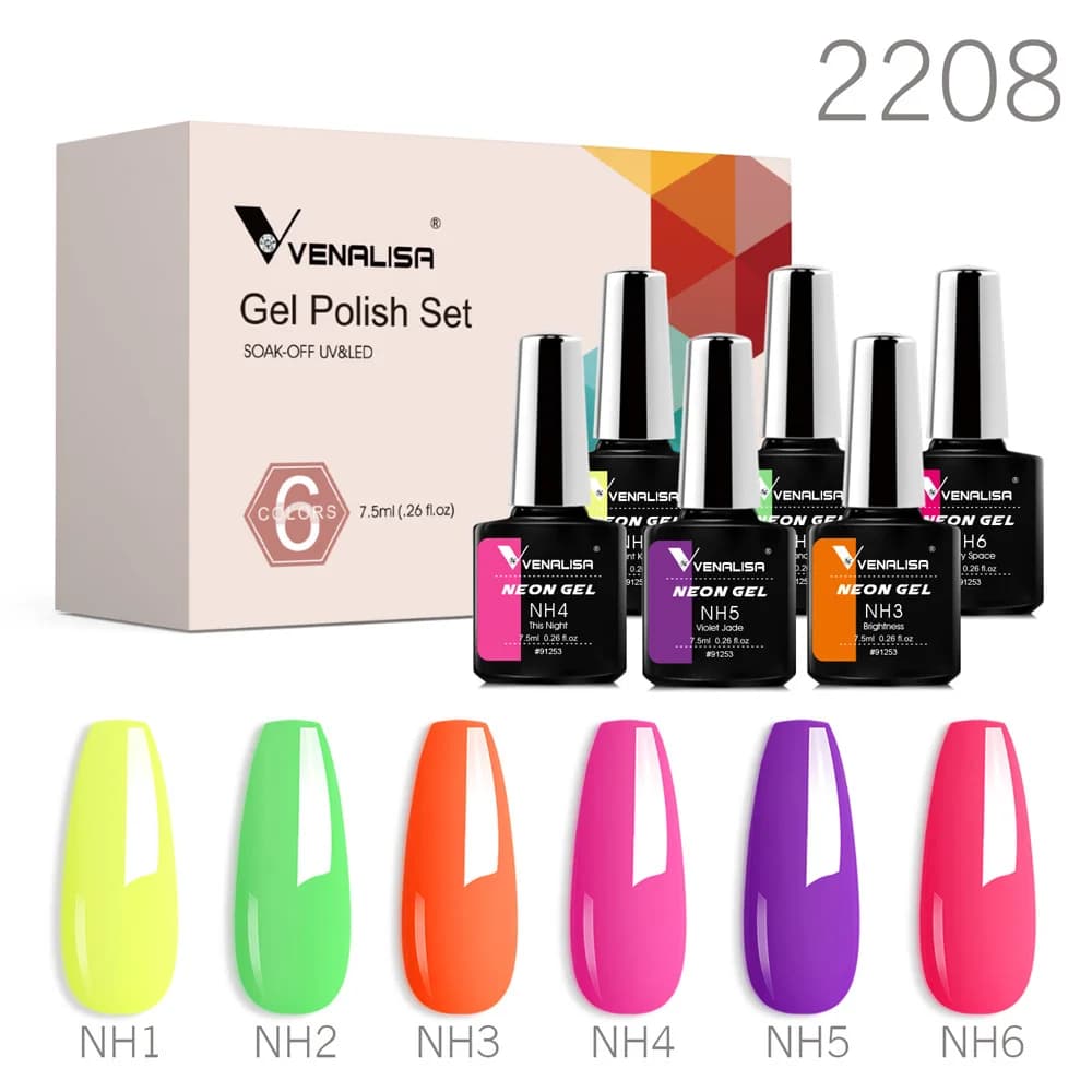 Venalisa marque Kit Gel vernis à ongles 6/12 pcs/lot x 7.5ml Semi Permanent couleur néon nouvel apprenant tremper UV LED ongles vernis ensemble