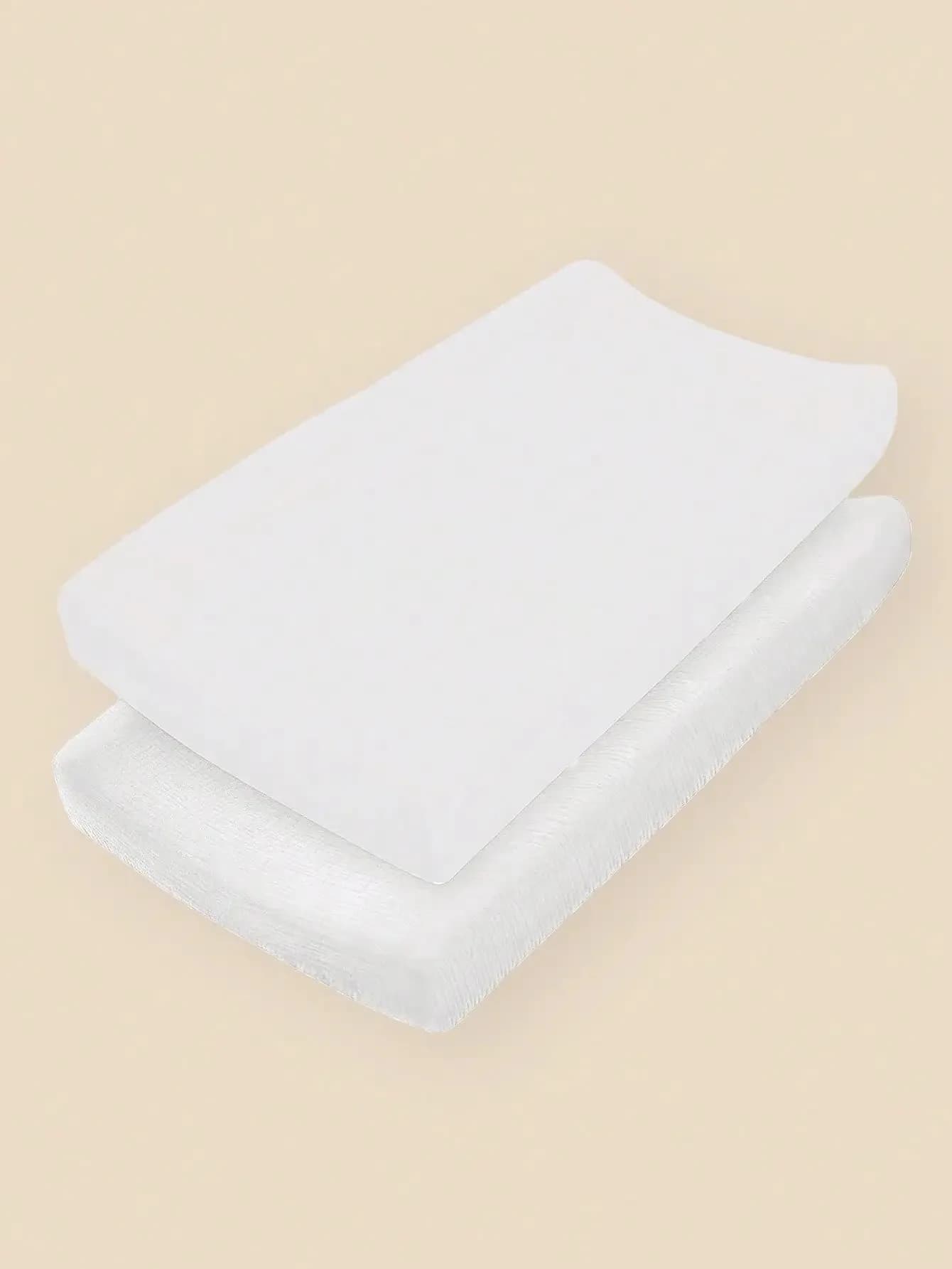 Lot de 2 matelas à langer en gaze de coton, adaptés aux draps de bébé, unisexe, en coton doux et respirant, drap-housse pour bébé