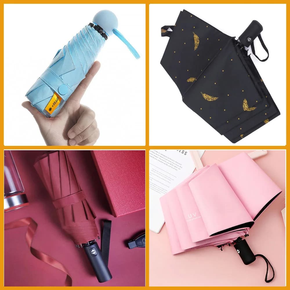 Parapluie 8 os ensoleillé et pluvieux, petit parapluie résistant au vent, solide et Durable à 12 os, parapluie pliant automatique renforcé