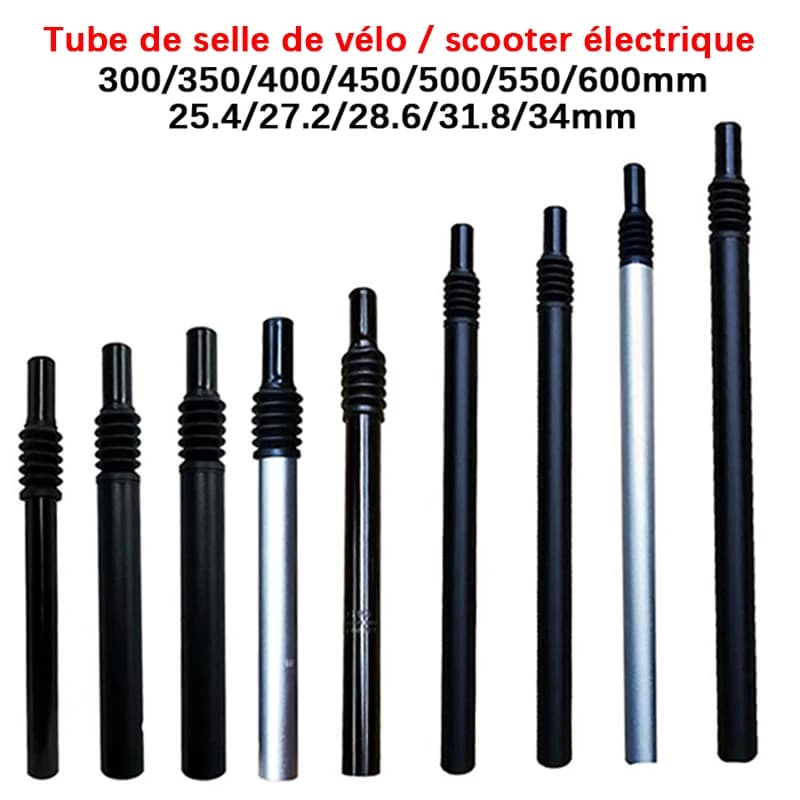 Tige de selle d'amortissement de vélo électrique 25.4 27.2 28.6 31.8 33.9 34mm 300 350 500 550 600mm, batterie au Lithium pliante, tube de selle de