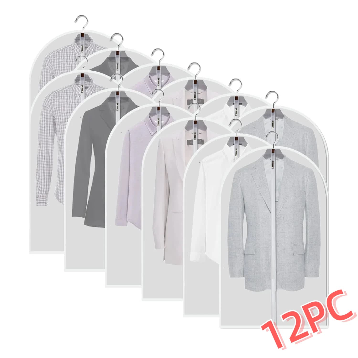 Housse transparente anti-poussière pour suspendre des vêtements, imperméable, avec fermeture éclair, sac de rangement pour vêtements,