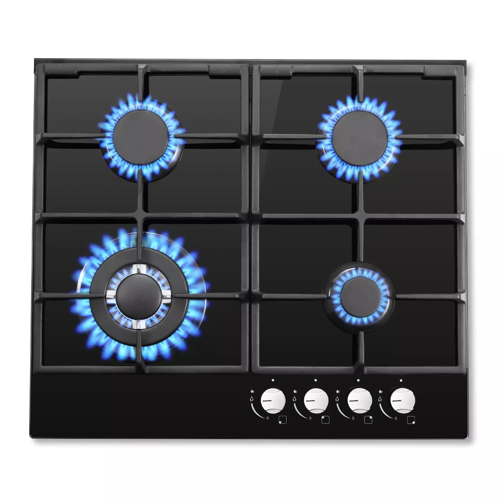Topbathing-Table de cuisson encastrée en verre et en céramique, 4 brûleurs, gaz naturel, gaz propane
