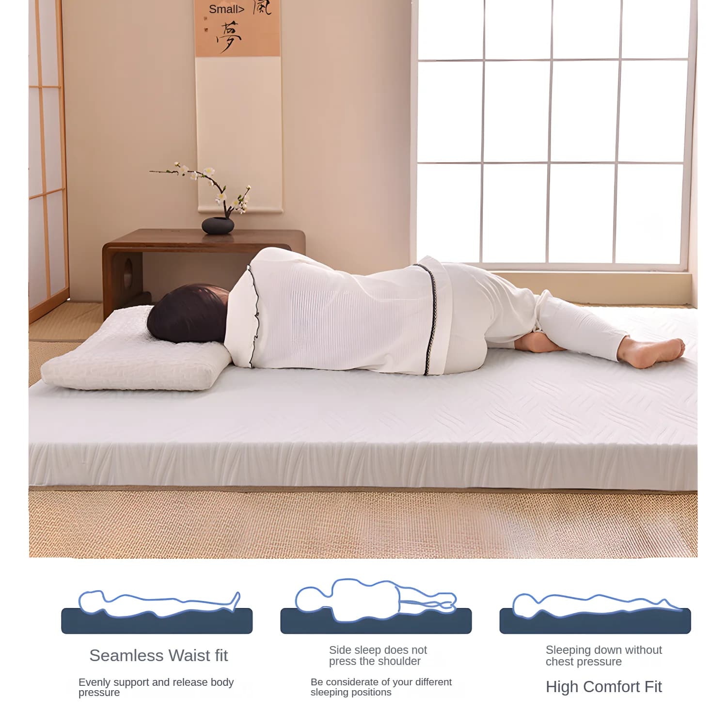 Surmatelas Queen en mousse à mémoire de forme de 3.1 pouces, surmatelas de lit en gel rafraîchissant avec housse amovible, doux et anti-douleur et