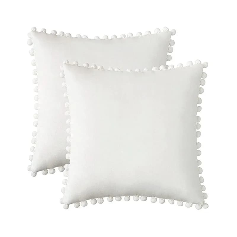 Inyahome-Juste de coussin à pompons en velours de luxe, oreillers de canapé nordiques, décoration de voiture, salon, jaune, bleu, 45x45, 30x50
