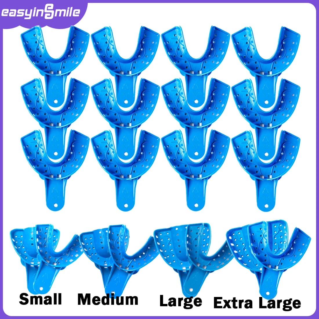 Plateaux d'impression dentaires moyens/petits, 12 pièces, plastique perforé supérieur/inférieur Autoclavable grand