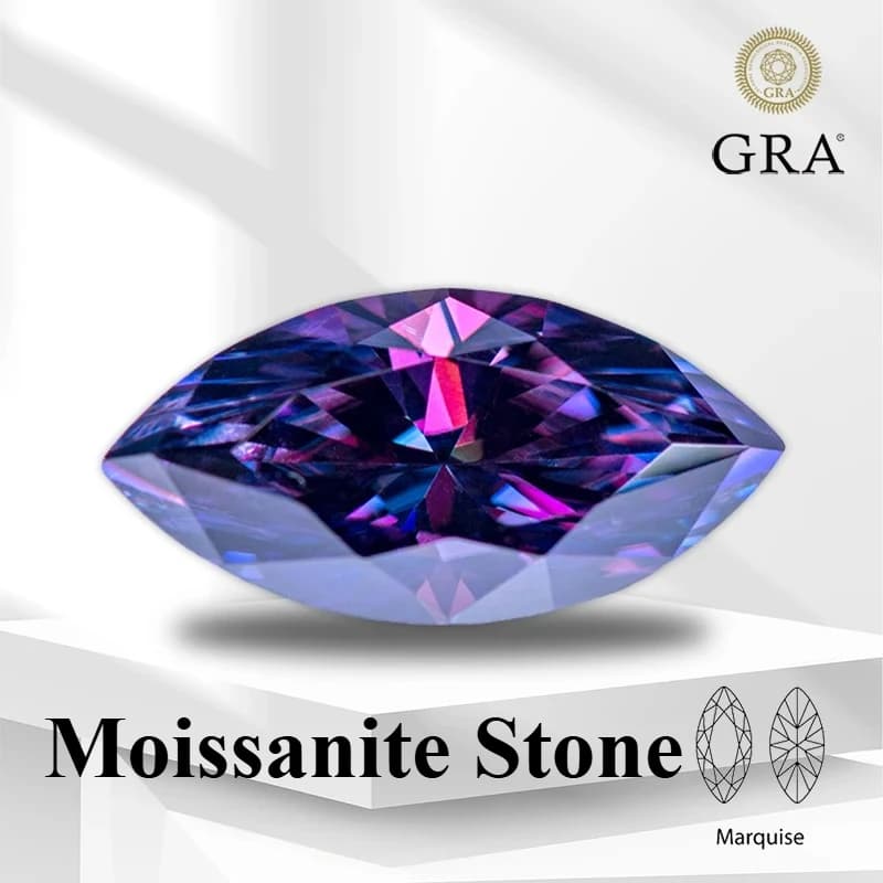 Pierre Moissanite couleur violette impériale, diamant cultivé en laboratoire pour breloques, matériaux de fabrication de bijoux pour femmes,