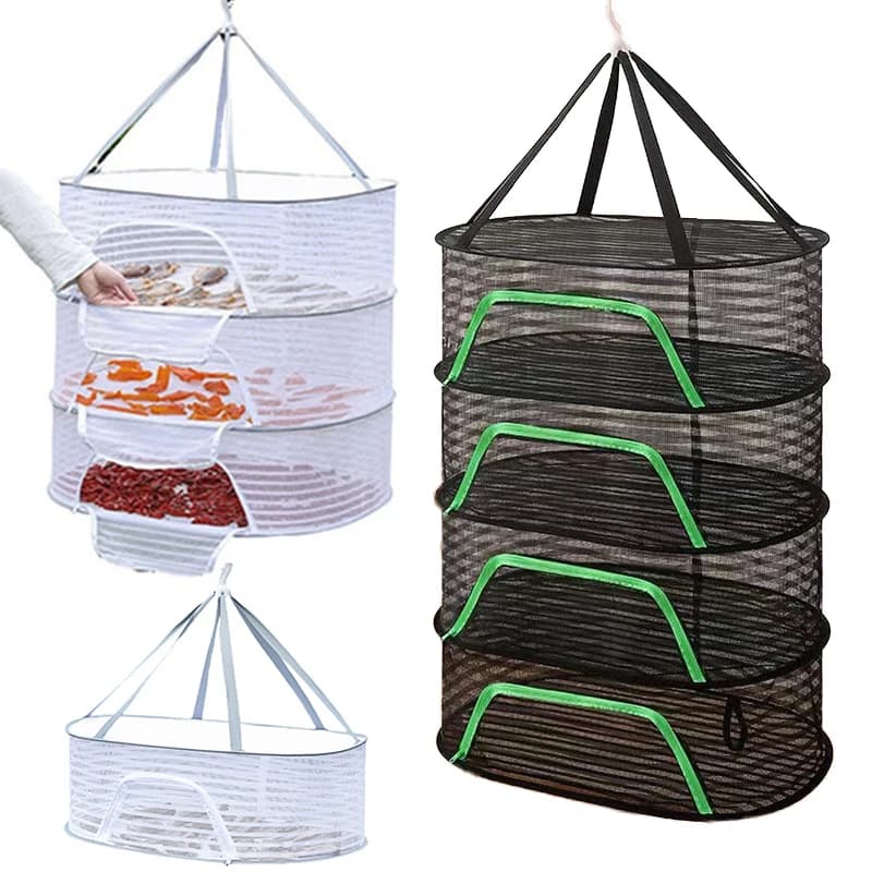 Séchoir pliable portable en filet anti-moustiques pour poisson, linge, fruits et aliments, panier de séchage suspendu pour légumes et fruits