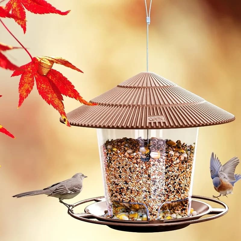 Mangeoire automatique pour oiseaux, outil d'alimentation au pied, mangeoire extérieure suspendue pour oiseaux, distributeur de noix à plusieurs