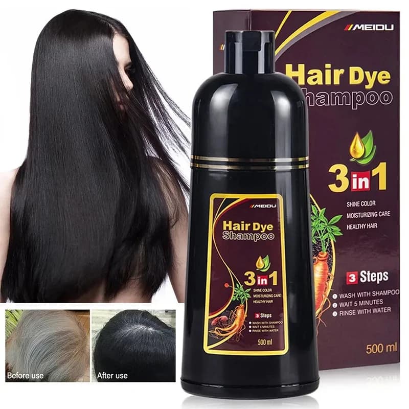 Shampoing de teinture rapide 3 en 1, 7 couleurs, shampoing de coloration instantanée, couverture grise et blanche, plante naturelle, teinture rapide,