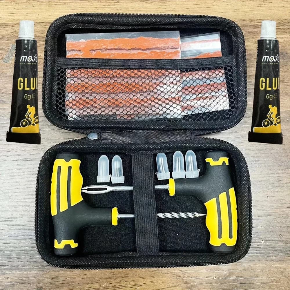 Kit de réparation de pneus d'urgence – Colle robuste et bandes de caoutchouc pour la fixation de crevaison plate sur voitures/camions/camping-car,