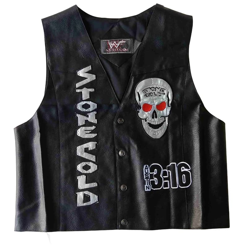 Steve Austin 3:16 gilet de crâne de fumée gilet de crâne Texas serpent à sonnette nouveau Austin 3:16 gilet de crâne de fumée nouvelle pierre