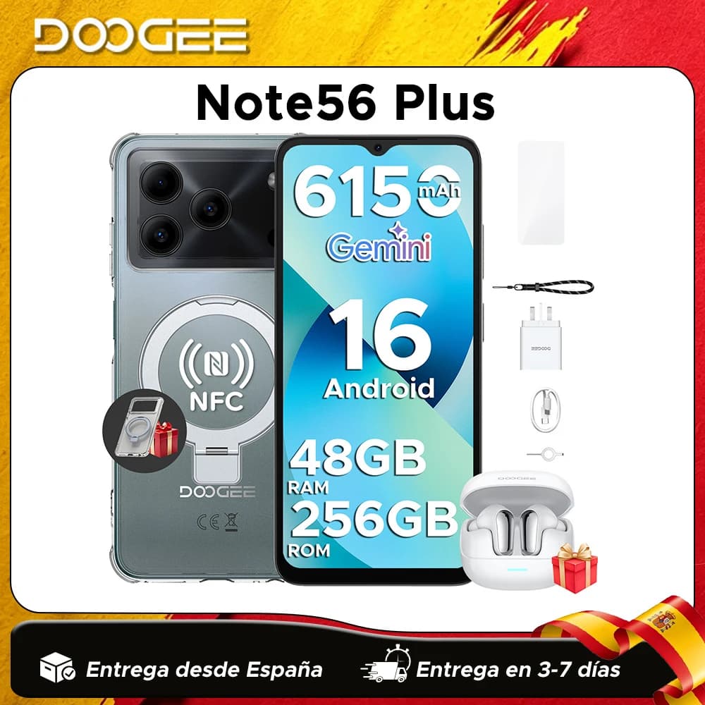 Smartphone DOOGEE Note56 Plus VIP, batterie 6150 mAh, écran 6,56'' 90 Hz, 48 Go + 256 Go, Android 16, téléphone mobile compatible Widevine L1