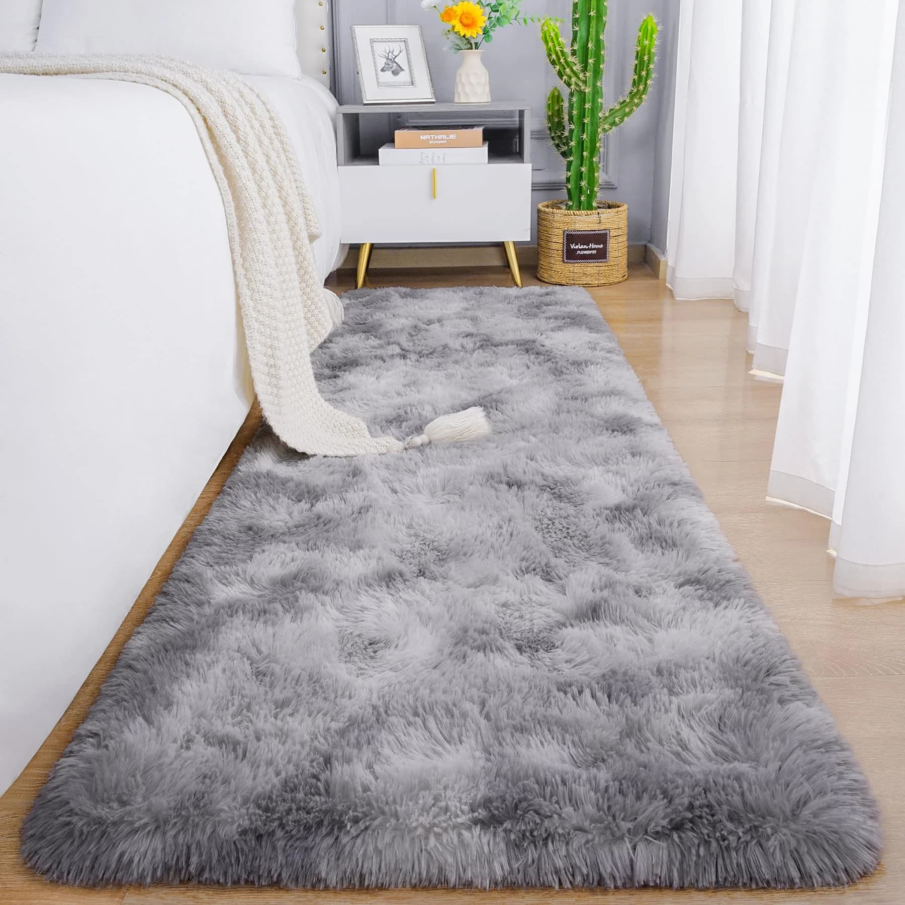 VIKAMA – tapis de chevet Simple de couleur unie, doux et antidérapant, pour chambre à coucher, tapis de sol de Passage de couloir, décoration de