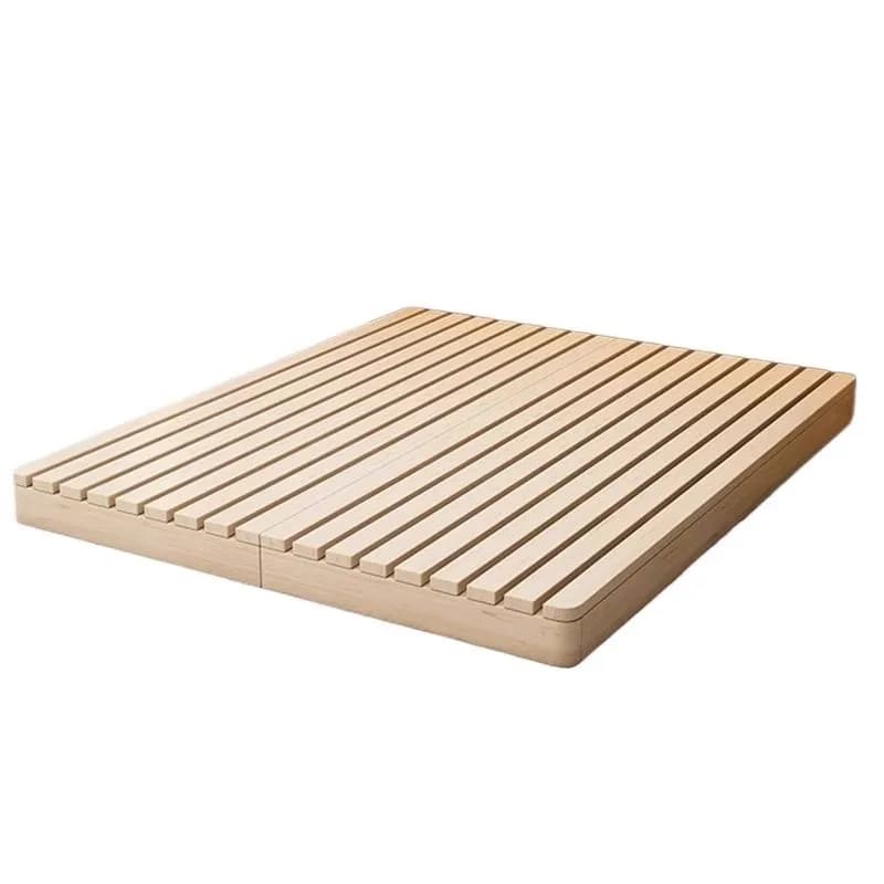 Cadre de lit de style japonais, lit plateforme nervurée, lit de sol en bois massif, Base de matelas de sol Tatami B & B