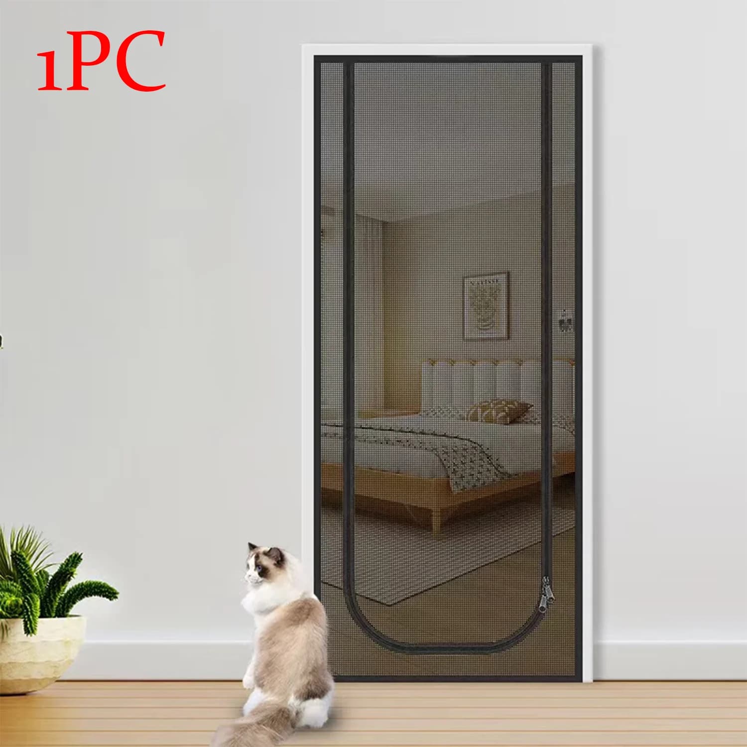 1 rideau de porte anti-moustiques d'été, installation sans perçage, design respirant anti-chats, installation facile, parfait pour la maison