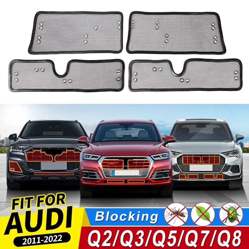 Pour Audi Q2 Q3 Q5 Q7 Q8 2011-2022 2021 2020 Externe Tuning Accessoires Modifiés, Calandre pour Empêcher Des Insectes Moustiques et