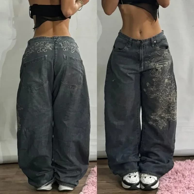 Jean Baggy imprimé surdimensionné, Streetwear, nouvelle mode, Y2K, Harajuku, Hip-hop, Vintage, Pop, gothique, taille haute, jambes larges