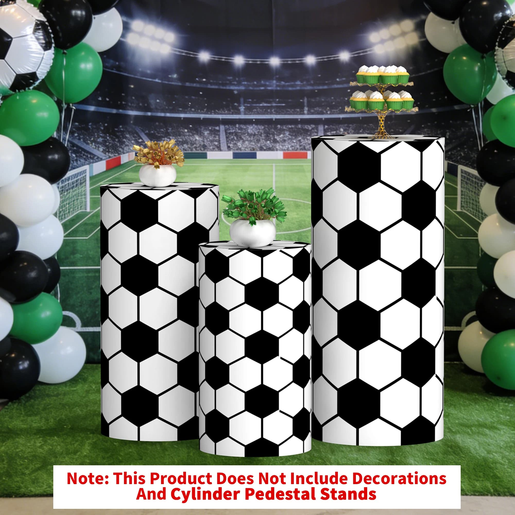 3 pièces, housse de base de football, housse de cylindre de table de fête, adaptées à la photographie sur le thème du football, aux accessoires