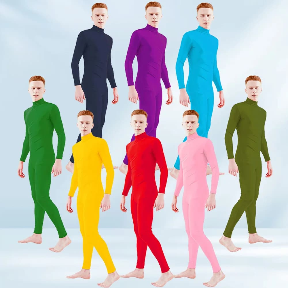Costume de body complet avec fermeture éclair pour hommes et enfants, sans capuche, combinaisons Zentai Unitard, collants de scène verts,