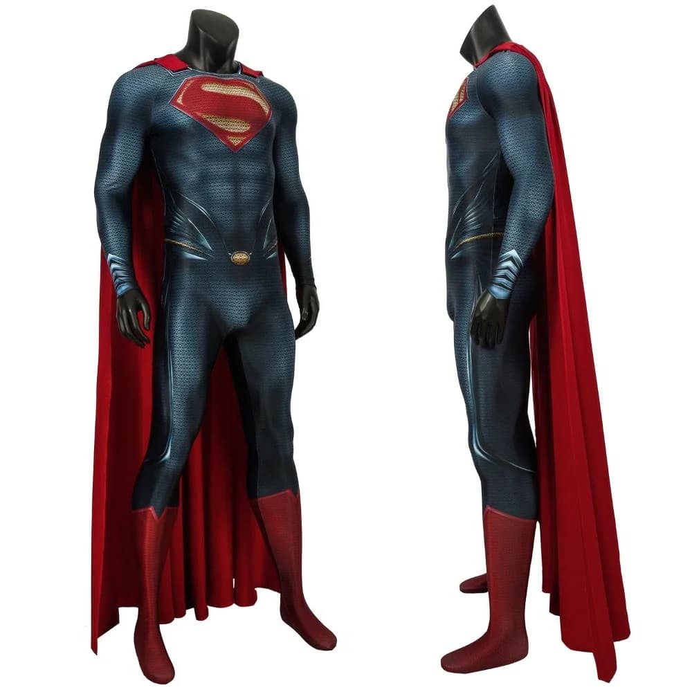 Homme acier super-héros Cosplay Clark Kent Cosplay Costume hommes combinaison Halloween carnaval imprimé serré Costume Cape fête