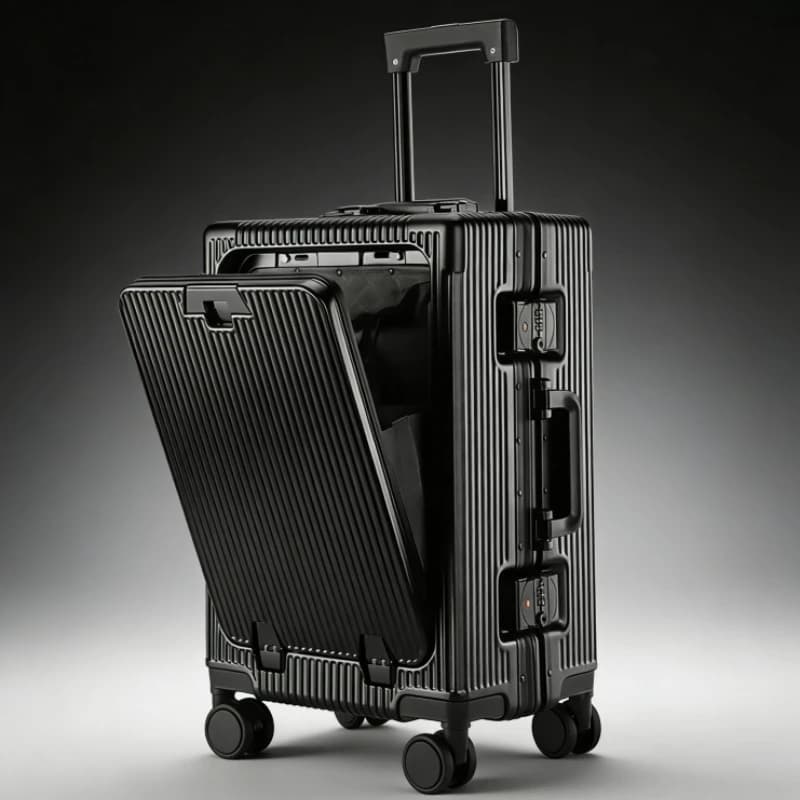 Valise à roulettes portable en alliage d'aluminium de 20 pouces à ouverture frontale, expédiée depuis l'UE Idéal pour les voyages d'affaires.