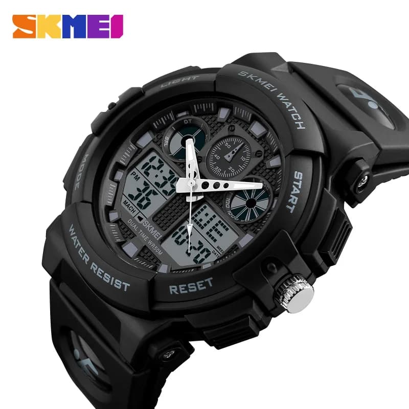 SKMEI 1270 50M étanche semaine affichage montres Relogio MasculinoSports montre hommes numérique Double temps chronographe montres