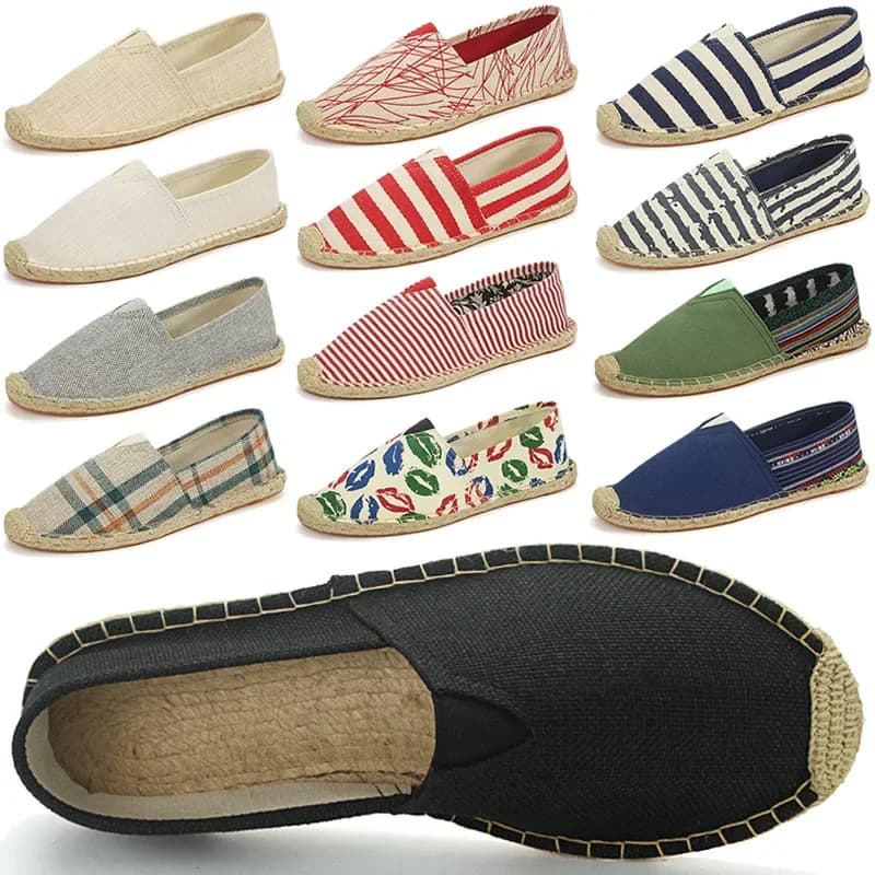 Automne hommes toile chaussures respirant hommes chaussures décontractées sans lacet chanvre chaussures Graffiti Espadrilles chaussures plates pour