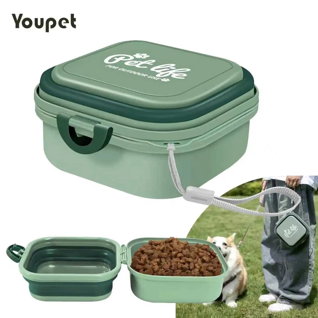 Bols pliants épais pour animaux de compagnie, doubles bols d'extérieur pour animaux de compagnie, vaisselle de voyage, mangeoire pour chien,