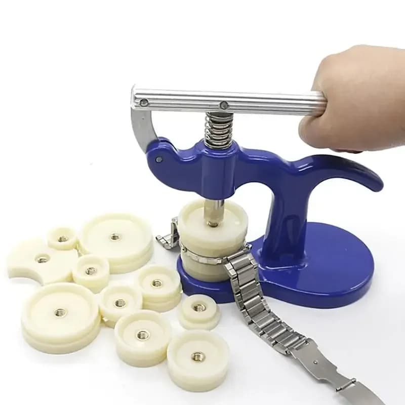 Prensa de montre 16 cm pour fond de boîtier, outil de réparation sous pression pour horloger, avec boîtier en plastique et verre de cristal, outils