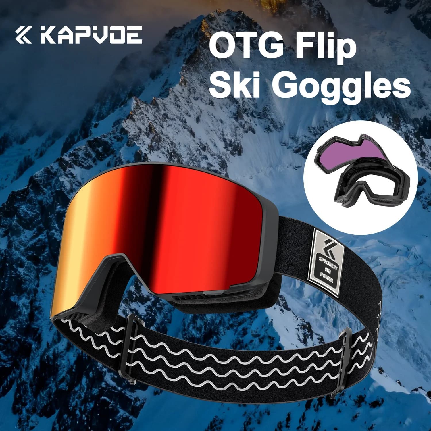 Kapvoe OTG lunettes de Ski à rabat lunettes de neige photochromiques hommes masque de Snowboard pour femmes lunettes de Protection UV400 motoneige