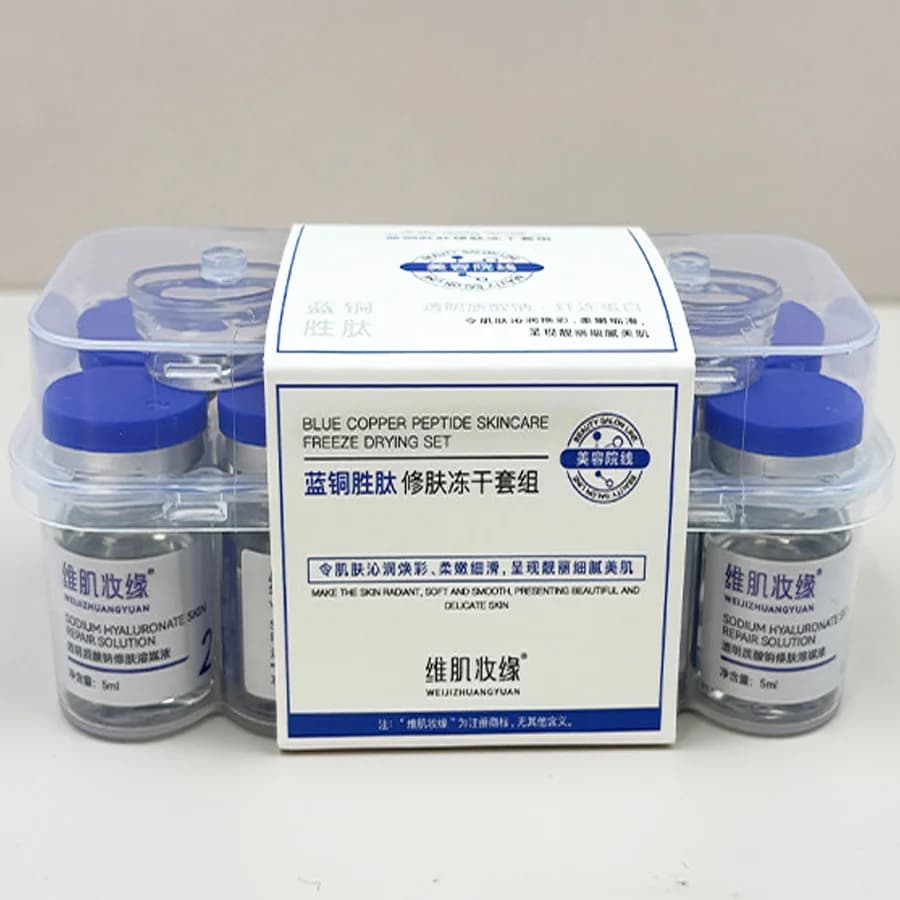 Ensemble de lyophilisation au Peptide de cuivre bleu, poudre lyophilisée, améliore les rides, Essence, rétrécit les Pores, traitement de l'acné,