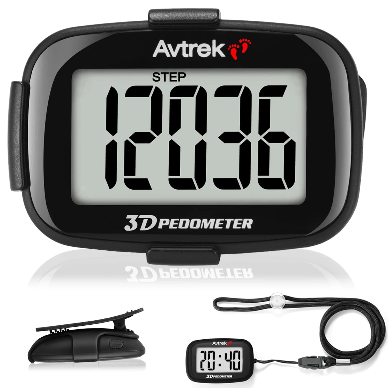 Avtrek Mini compteur de pas Portable podomètre 3D montre de poche numérique horloge pour Sport de plein air Fitness course marche traqueur de pas
