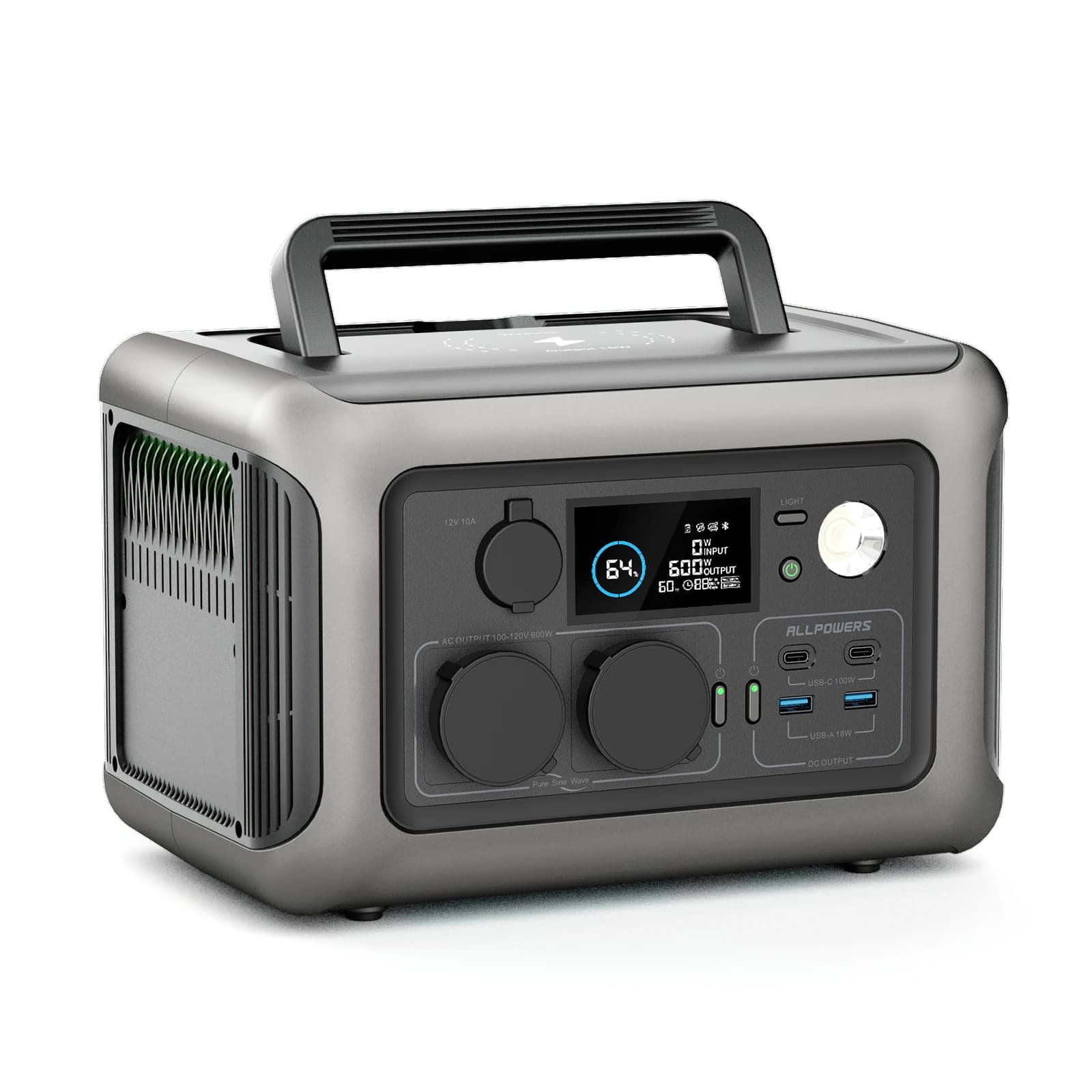 ALLPOWERS 299Wh 600W centrale électrique portable R600, batterie de secours LiFePO4 avec fonction UPS, entrée 1 heure à 400W complète, MPPT