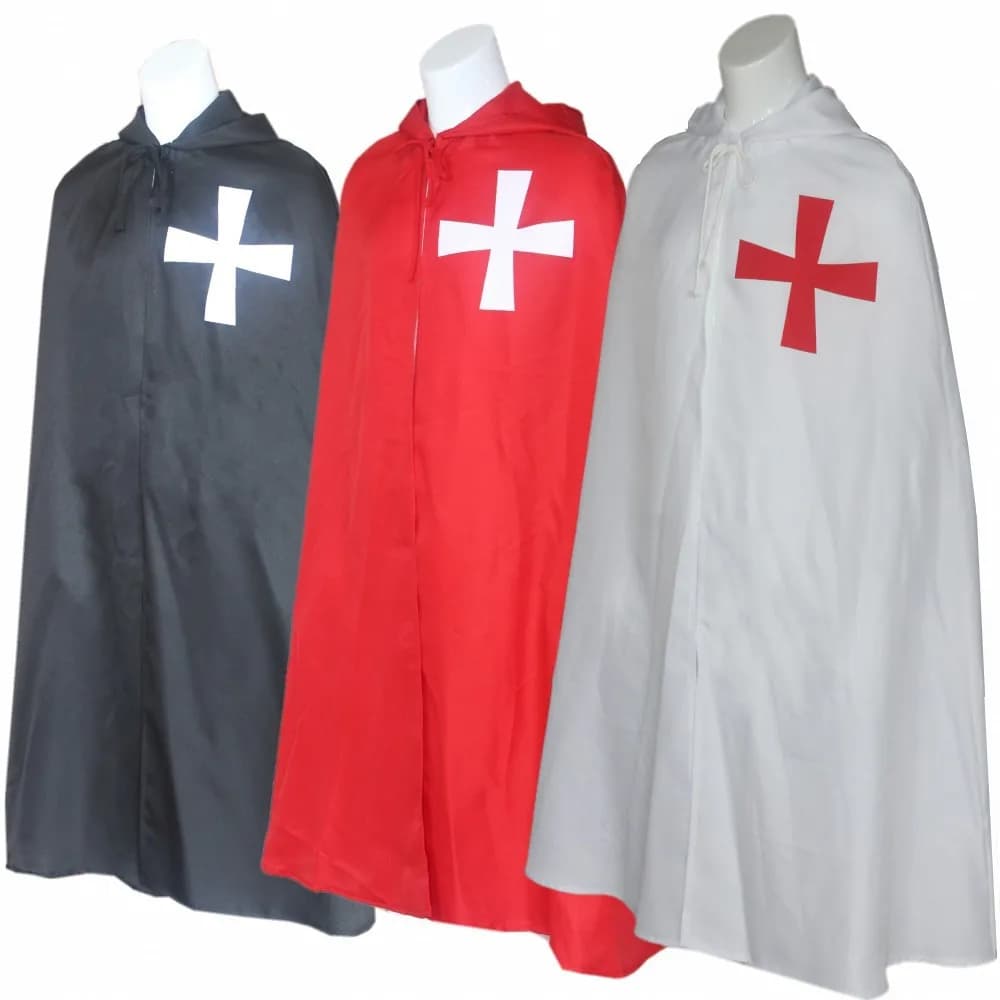Costume croisé médiéval, Cape templier avec capuche, Robe Renaissance pour hommes, tenue d'halloween pour adultes et adolescents