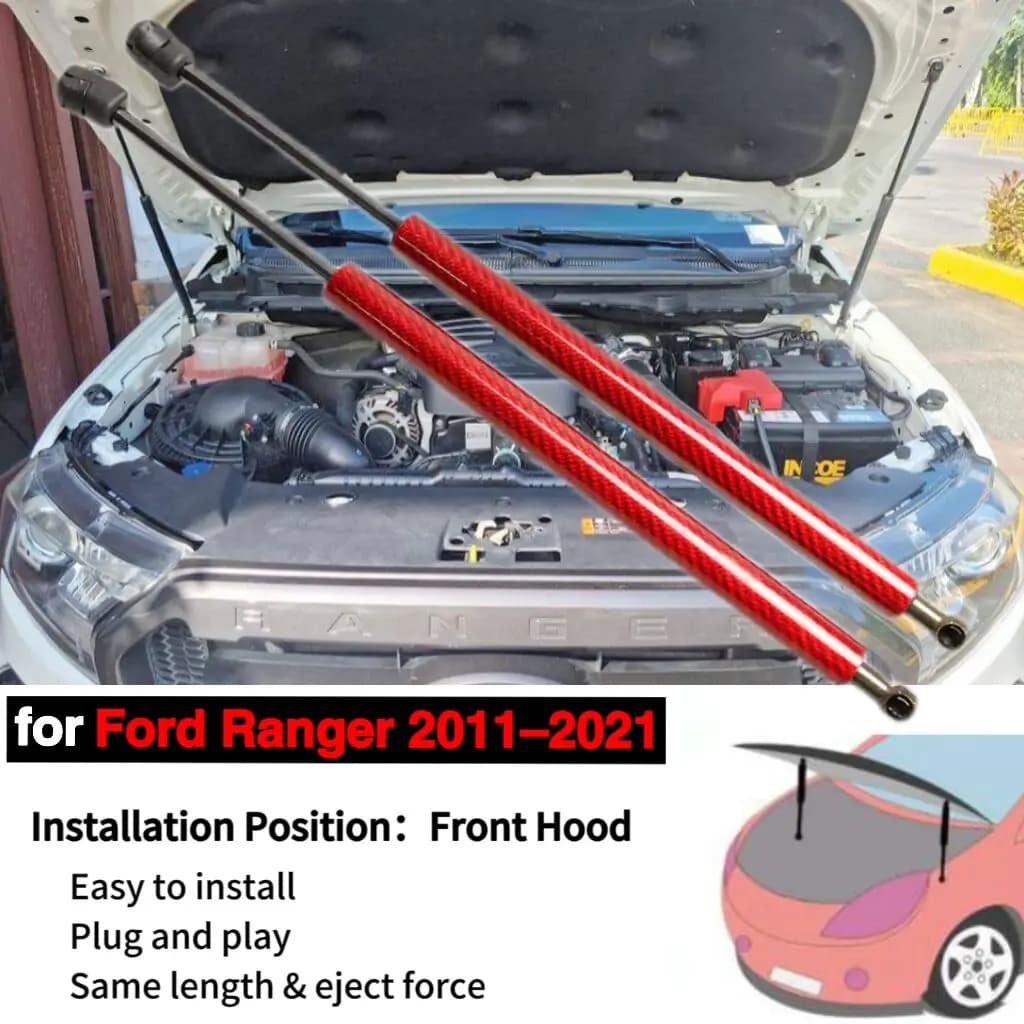 Amortisseurs de capot pour Ford Ranger 1ère génération (P375/PX) 2011-2021 Supports de levage de capot avant, entretoises à gaz, amortisseur, tige