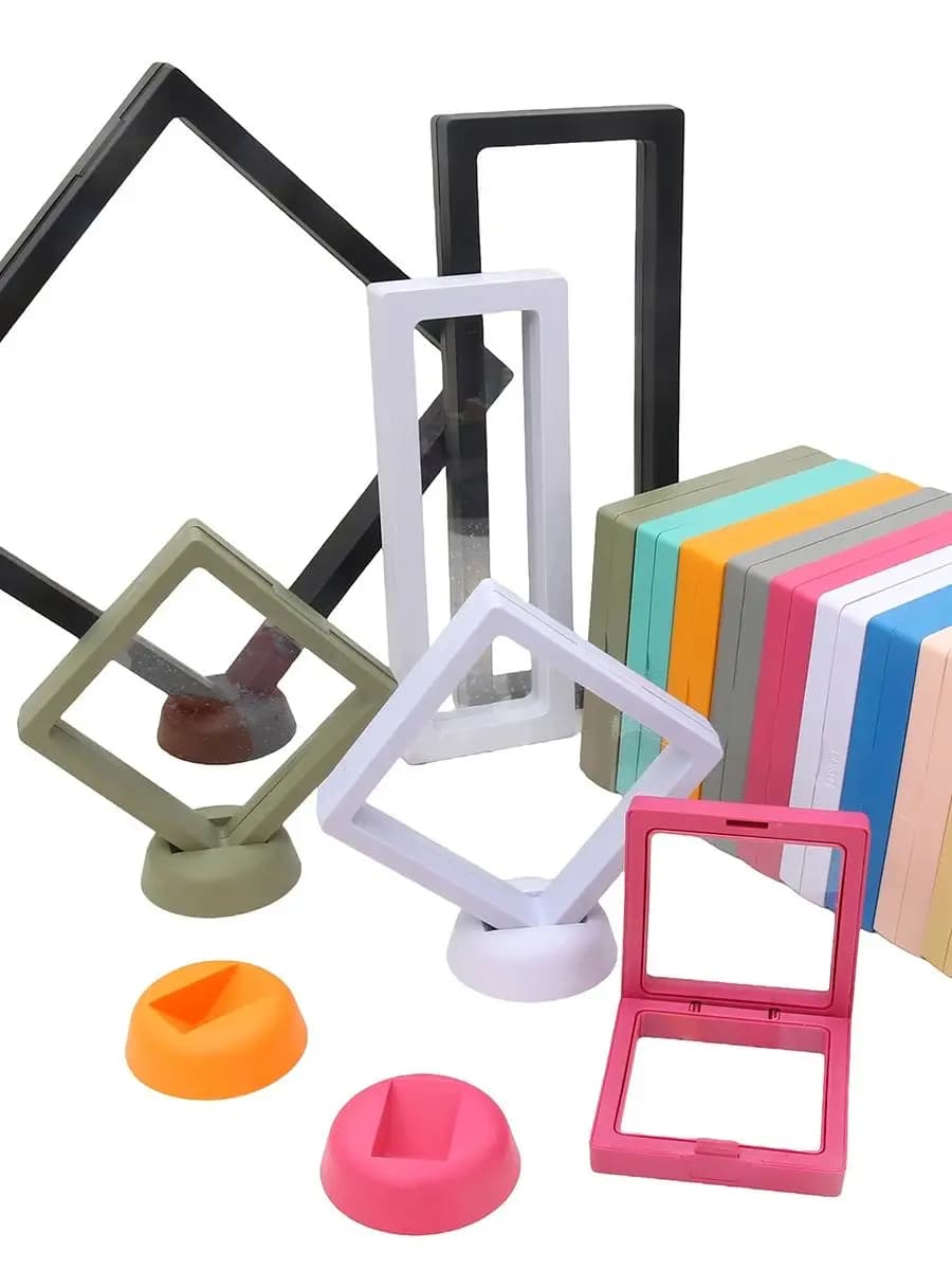 Boîte de rangement de bijoux colorée en Film PE, boîte d'emballage 3D, support libre de pierres précieuses, cadre flottant, Membrane, affichage de