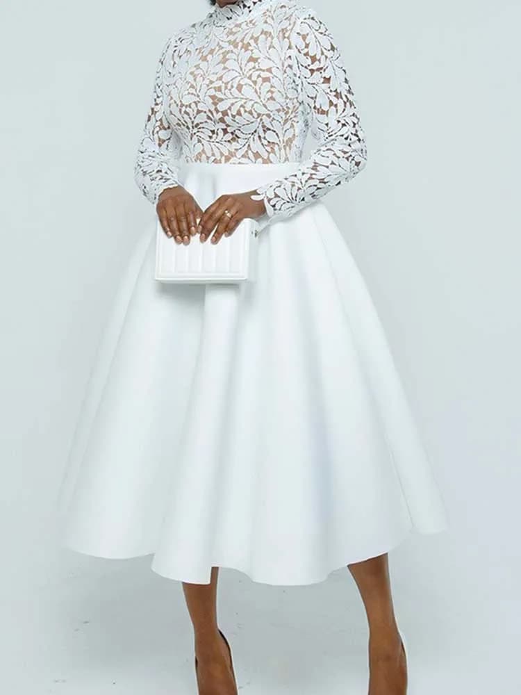 Robe de Soirée Élégante en Dentelle pour Femme, Tenue à Manches sulf, Transparente, Vintage, Vente en Gros, Livraison Directe