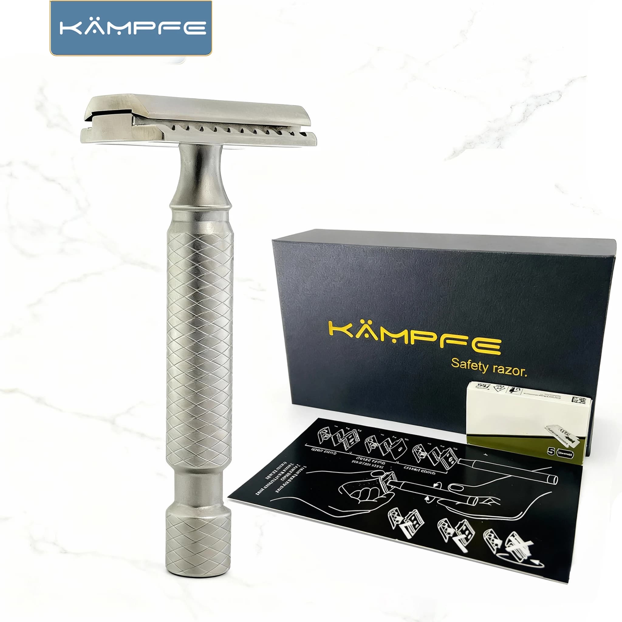 Rasoir de sécurité pour homme en alliage de titane, usinage de précision CNC KAMPFE, cadeau pour petit ami