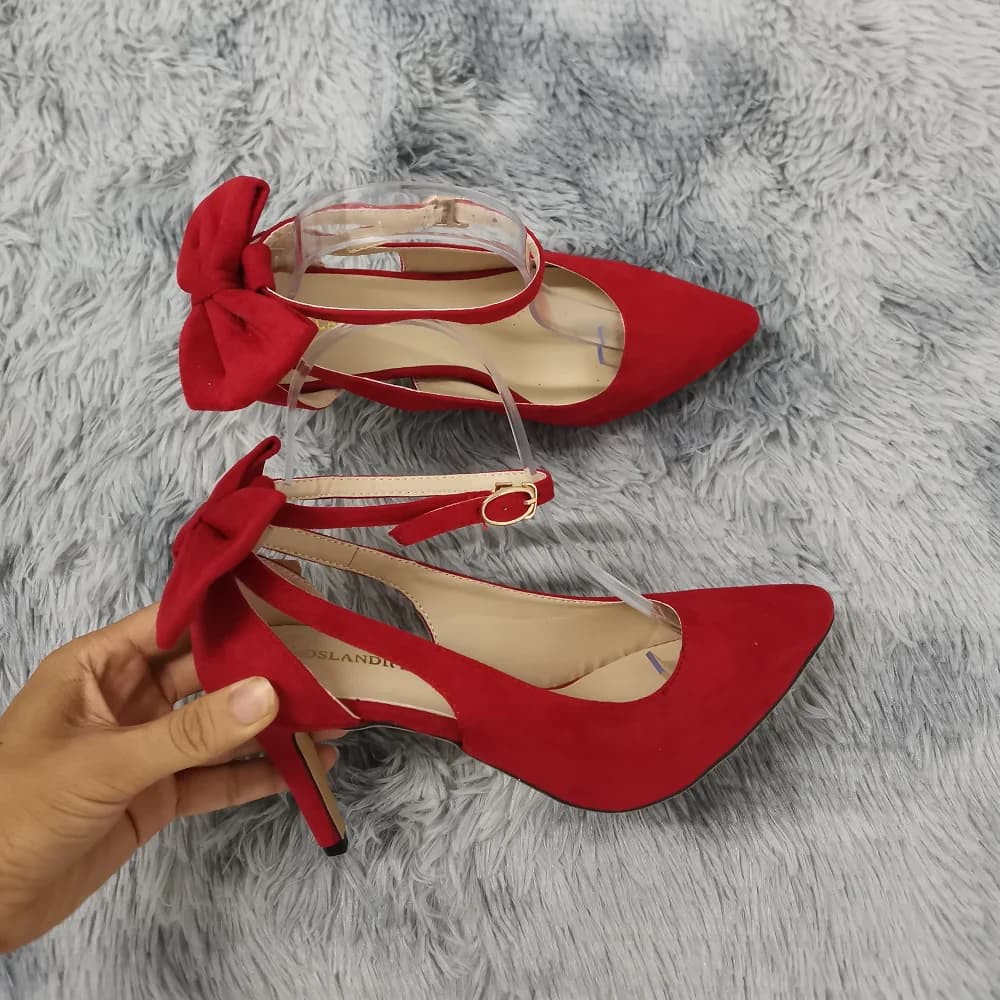 CRALANDIFEN-Escarpins pointus pour femmes, sandales à lanières de rinçage, escarpins à bride arrière, nœud, talons hauts, talon chaton, fête,