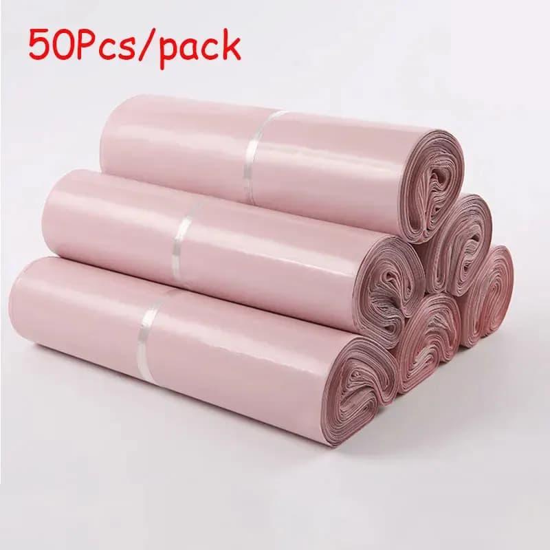 Nouveau sac de courrier en plastique PE rose clair, auto-scellant, Poly enveloppe, sac de courrier Postal étanche, emballage étanche