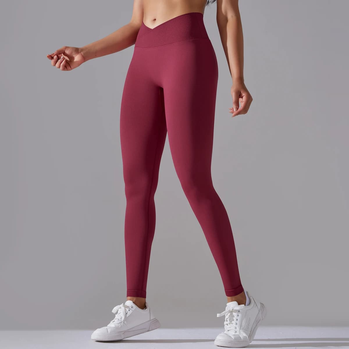 Pantalon de Yoga sans couture, ceinture croisée sur la taille, Legging de sport, Fitness, taille haute, froissé sur les fesses, pour course à pied,