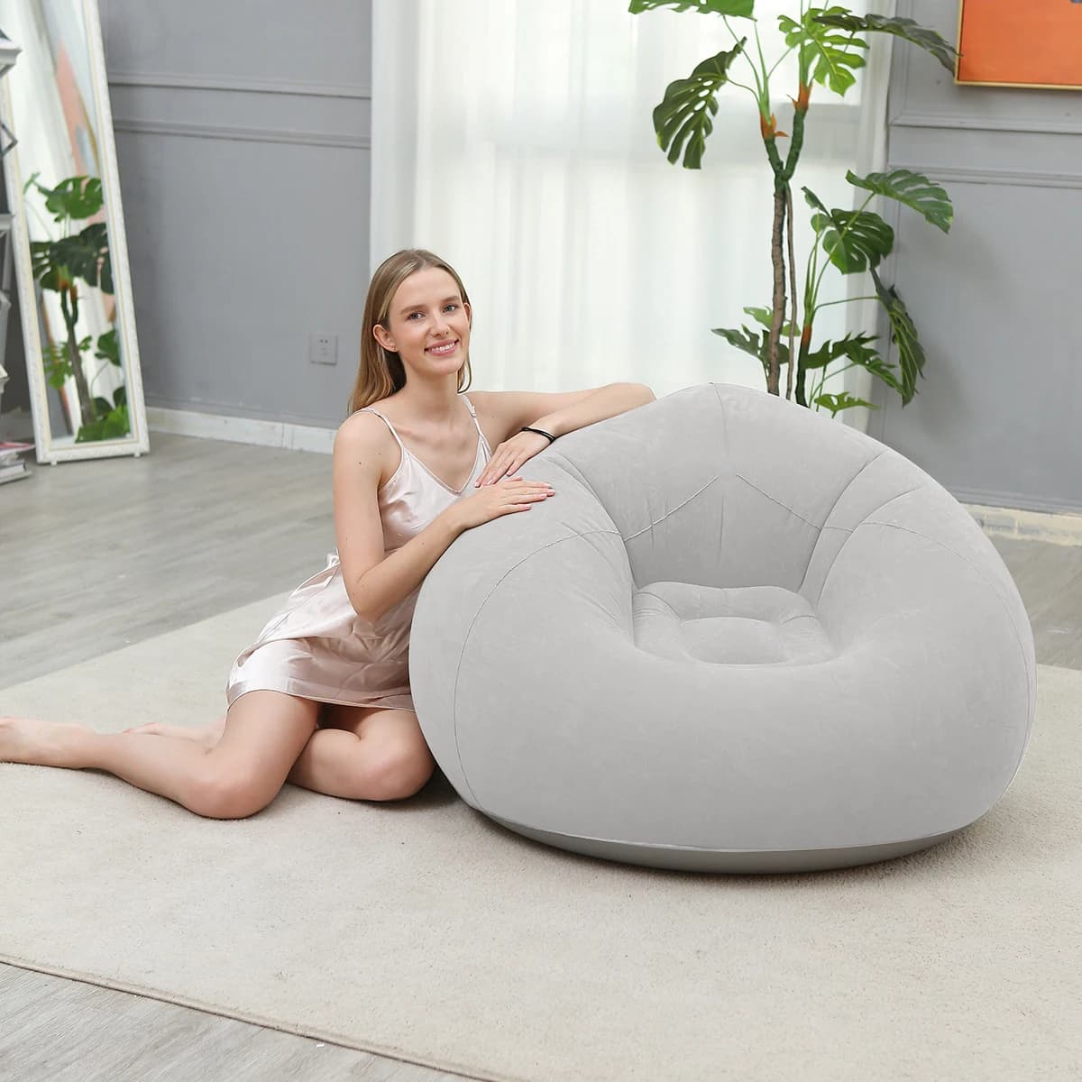 Canapé paresseux gonflable pliable et Portable, chaise gonflable en Pvc pour salon, Camping en plein Air, chaise longue de plage pratique