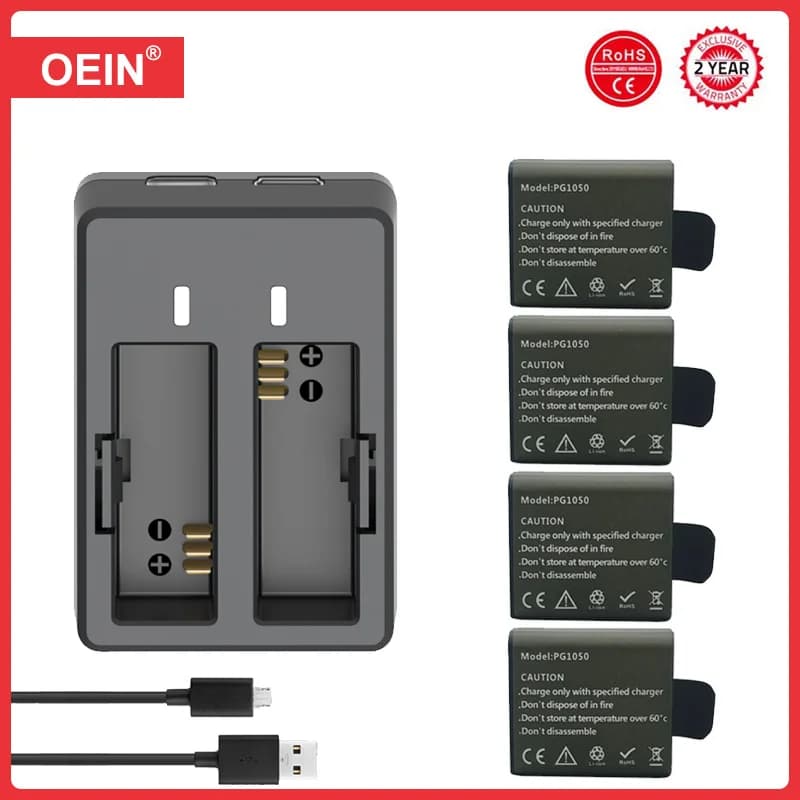 Batterie aste pour caméra d'action, chargeur pour touristes, SJCapture d'écran, SJ4000, AIR EKEN, H9R, H8, AKASO, Apexcam, Vemont, COOU, APEMAN, 4