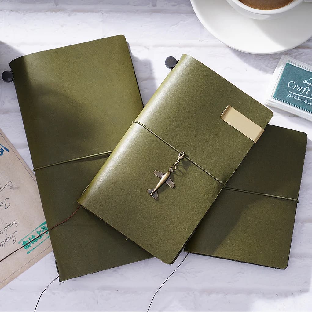 Carnet de voyage fait main en cuir véritable avec gaufrage gratuit, carnet de notes en cuir de vachette couleur unie, agenda, journal de voyage,